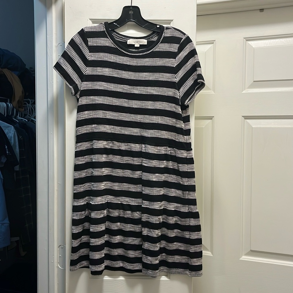 Black and white striped/textured dress from Loft